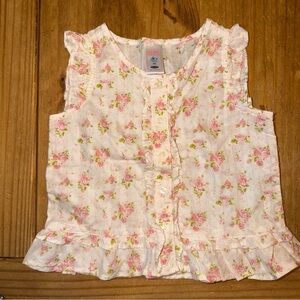 NWOT Old Navy Toddler Girls Rosebud Sleeveless Top, Ruffles & Flower Buttons